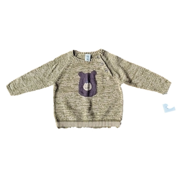 Tucker+Tate teddy bear brown knit crewneck long sleeves ribbed sweate sz9mo new - Picture 2 of 8